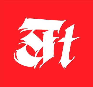 Letter T, in the Gothic style. Vector. Alphabet. Calligraphy and lettering. M Stock Illustration