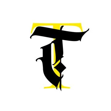 Letter T, in the Gothic style. Vector. Alphabet. The symbol is isolated on a Stock Illustration