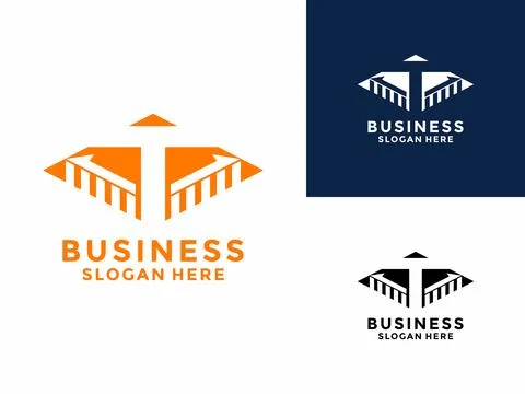 Letter T with Graph or chart on Diamond shape logo vector. Creative Busines.. Illustrazione stock