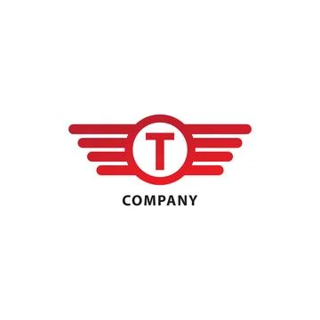 Letter T Initial Abjad Logo Design Template. Rounded Wings, Ellipse Shape a.. 스톡 일러스트