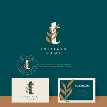 Letter T with leaf Beauty vector logo design of initial wedding, fashion, bou Stock Illustration
