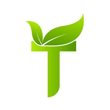 Letter T with leaf element, Ecology concept Stock Illustration