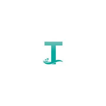 Letter T logo  coconut tree and water wave icon design Stock Illustration