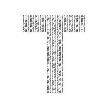 Letter T made from binary code digits. Technology background Stock Illustration