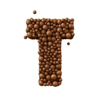 Letter T made of chocolate bubbles, milk chocolate concept, 3d render Stock Illustration