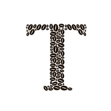 Letter t made of coffee beans vector set Stock Illustration