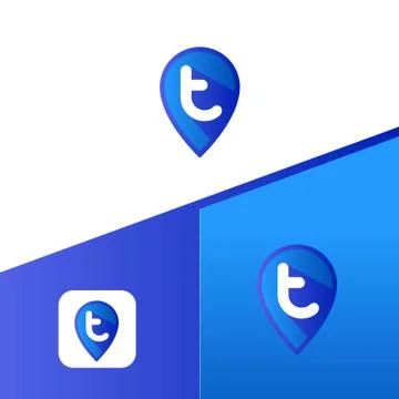 Letter T With Map Pointer icon or logo design template elements Stock Illustration