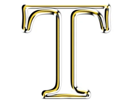 Letter t from metal solid alphabet. Stock Illustration