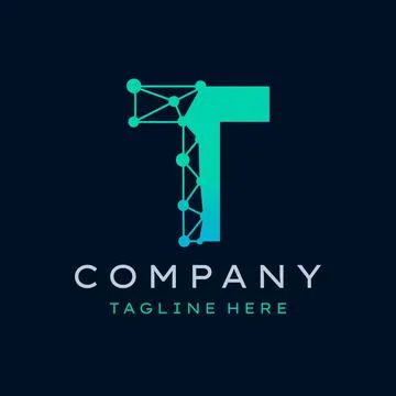 Letter T Molecule Logo, Bio tech Connect Dots Science Technology Logo Design  Stock Illustration