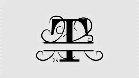 Letter T. Monogram, logo. Animated logo, floral design. Alpha channel Stock Footage 172344468