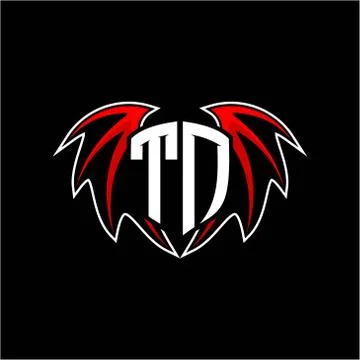 Letter T N initial vector logo template with a minimalist dragon wing style Stock Illustration