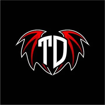 Letter T O initial vector logo template with a minimalist dragon wing style Stock Illustration