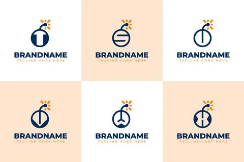 Letter T S U V W X Bomb Modern Logo Set, symbolizing impact, energy, and po.. Stock Illustration