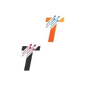 Letter T  simple  tech logo with circuit lines style icon Stock Illustration