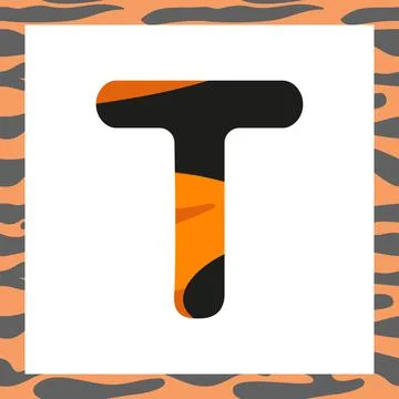 Letter T with tiger pattern Stock Illustration
