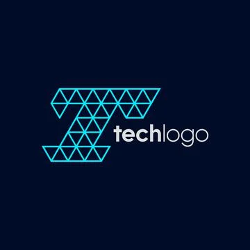 Letter T Triangle Polygon Tech Logo Stock Illustration