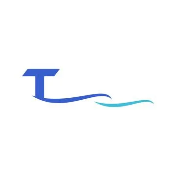 Letter T Wave Logo Design Stock Illustration
