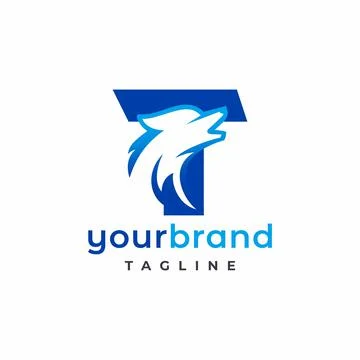 Letter T Wolf Logo Design Vector , Initial Gaming Logo Stock Illustration
