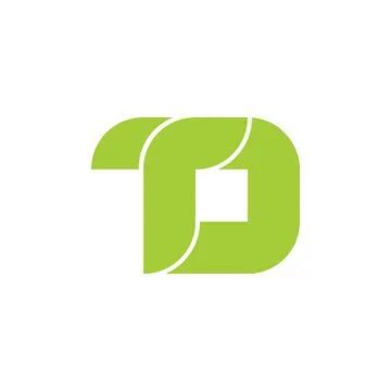 Letter td simple green leaf curves logo vector Stock Illustration
