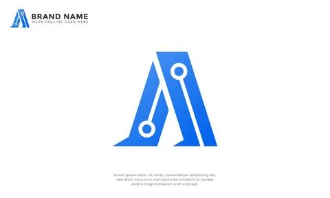 Letter A tech circuit gradient logo 스톡 일러스트