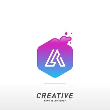 Letter A Tech with hexagon logo design template vector. Creative Font tech lo Stock Illustration