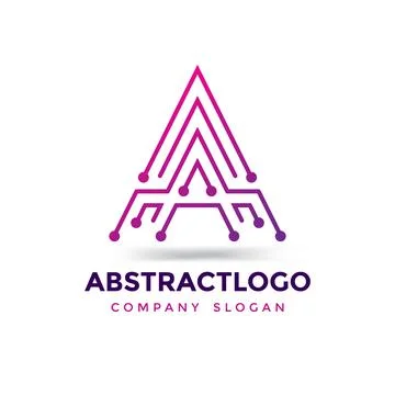 Letter A technology logo icon monogram design with Dots circle vector Stock Illustration