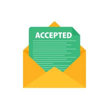 Letter with text accepted. Email with accepted header. Confirmation email Stock Illustration