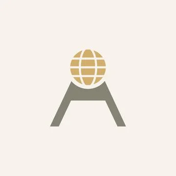 Letter A text globe logo. World , Typography Stock Illustration