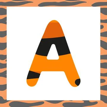 Letter A with tiger pattern Illustrazione stock