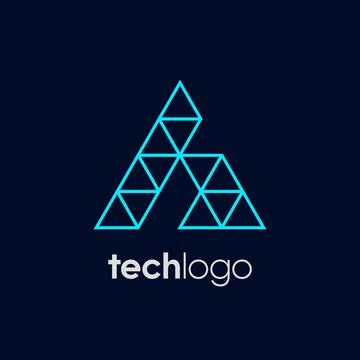 Letter A Triangle Polygon Tech Logo Stock Illustration