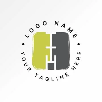 Letter TTH line font square top down scratch art monogram typography branding Stock Illustration