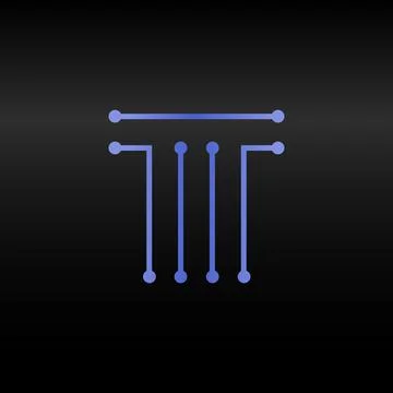 Letter T.Vector technology font. Digital alphabet element. Isolated. Microchip Stock Illustration