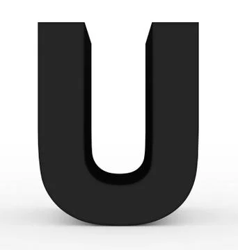 Letter U 3d black isolated on white Illustrazione stock