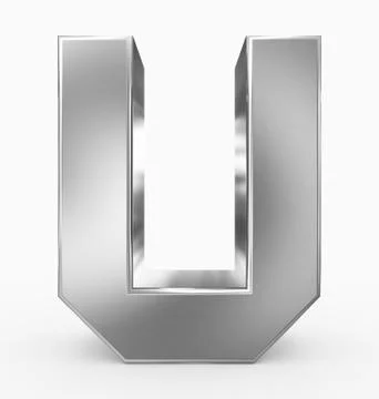 Letter U 3d cubic silver isolated on white Stock Illustration