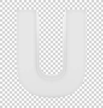 Letter U 3d white isolated on white - 3d rendering Stock Illustration
