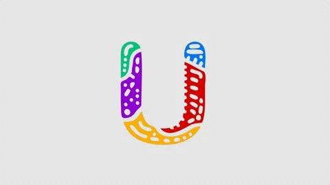 Letter U. 4K video. Transparent Alpha channel. Unique cartoon doodle animated Stock Footage 160390780