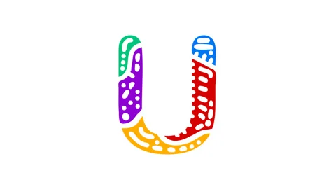 Letter U. 4K video. Unique font animated isolated on White background. Stock Footage 159467514