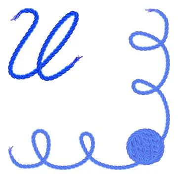 Letter U. Alphabet font vector - yarn, rope, cable Ilustración de archivo