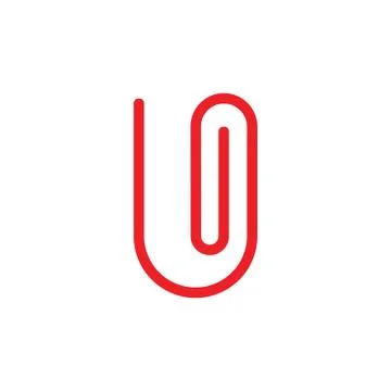 Letter u attach file line logo vector Stock Illustration