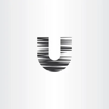 Letter u black scratched vector icon symbol Stock Illustration