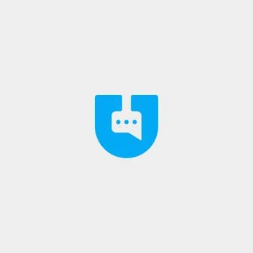 Letter U Chat Logo Design Template Vector Stock Illustration