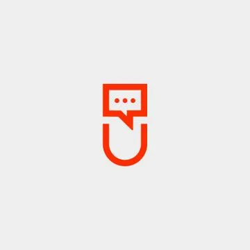 Letter U Chat Logo Design Template Vector Stock Illustration
