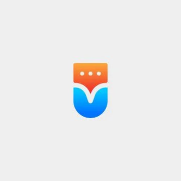 Letter U Chat Logo Design Template Vector Stock Illustration