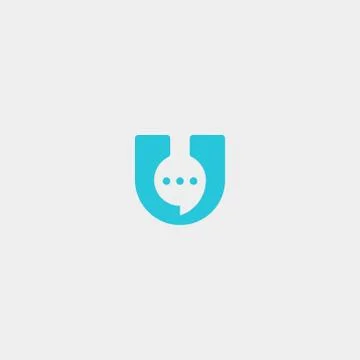 Letter U Chat Logo Design Template Vector Stock Illustration