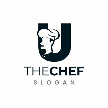 Letter U Chef Logo , Initial Restaurant Cook Vector Design Stock Illustration