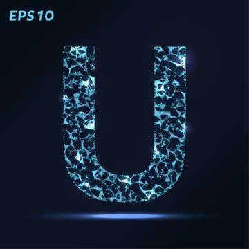 The letter U consists of points, lines and triangles. Vector illustration. Stock Illustration