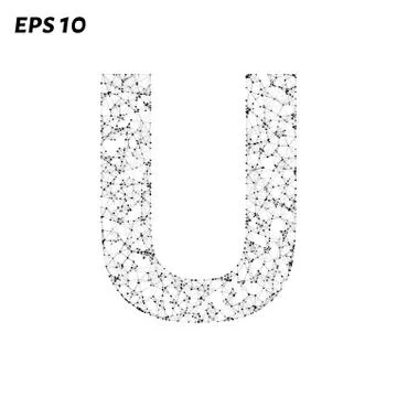 The letter U consists of points, lines and triangles. Vector illustration. Stock Illustration