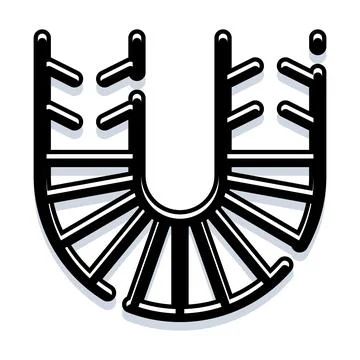 Letter u creative typography with abstract stairs Stock Illustration