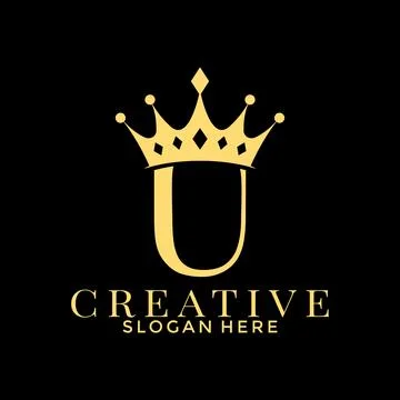 Letter U with Crown logo, Simple Elegant Initial logo design template with .. Stock Illustration