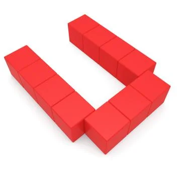 Letter u cubic red Illustrazione stock